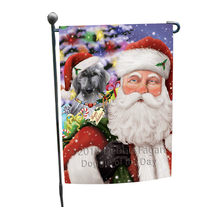 Santa Carrying Afghan Hound Dog and Christmas Presents Garden Flag GFLG53724