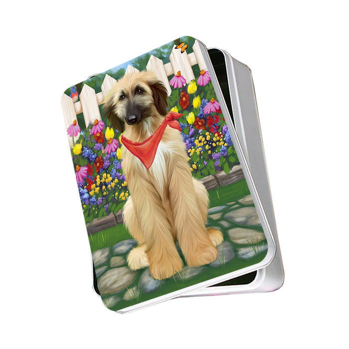 Spring Floral Afghan Hound Dog Photo Storage Tin PITN52220