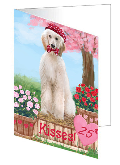 Rosie 25 Cent Kisses Afghan Hound Dog Handmade Artwork Assorted Pets Greeting Cards and Note Cards with Envelopes for All Occasions and Holiday Seasons GCD71774
