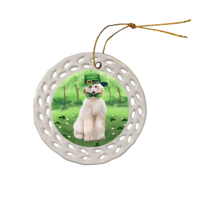 St. Patricks Day Irish Portrait Afghan Hound Dog Ceramic Doily Ornament DPOR57900