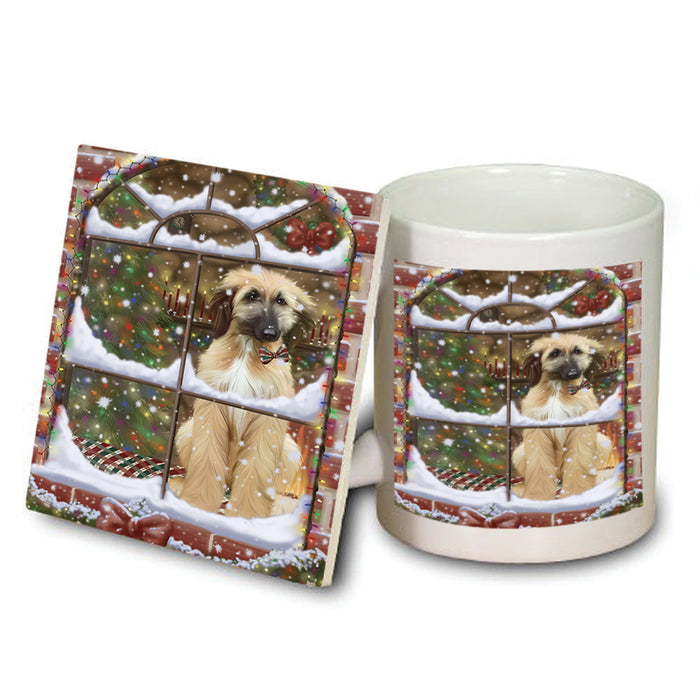 Please Come Home For Christmas Afghan Hound Dog Sitting In Window Mug and Coaster Set MUC53597