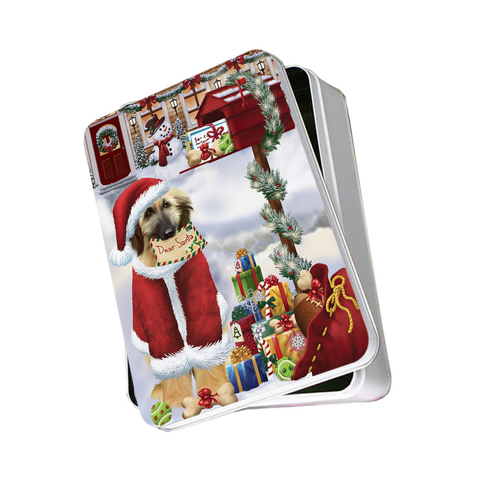 Afghan Hound Dog Dear Santa Letter Christmas Holiday Mailbox Photo Storage Tin PITN53512