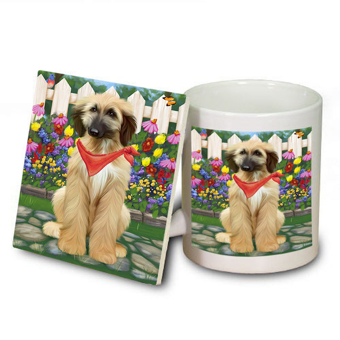 Spring Floral Afghan Hound Dog Mug and Coaster Set MUC52160