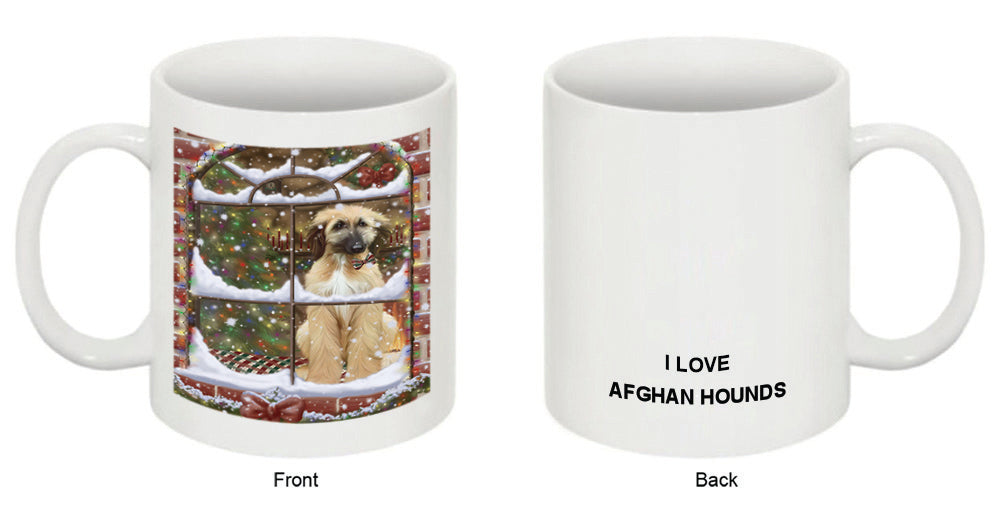 Please Come Home For Christmas Afghan Hound Dog Sitting In Window Coffee Mug MUG49003