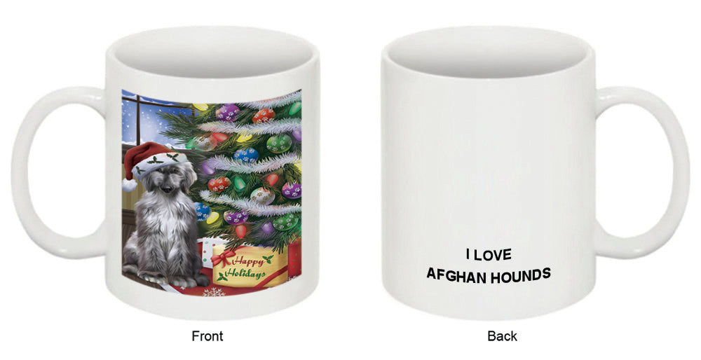 Christmas Happy Holidays Afghan Hound Dog with Tree and Presents Coffee Mug MUG48829