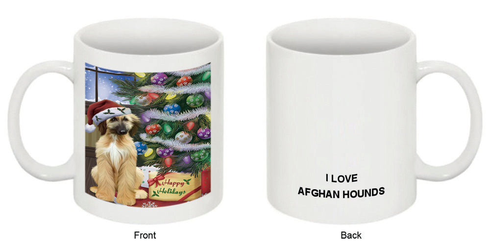 Christmas Happy Holidays Afghan Hound Dog with Tree and Presents Coffee Mug MUG48830