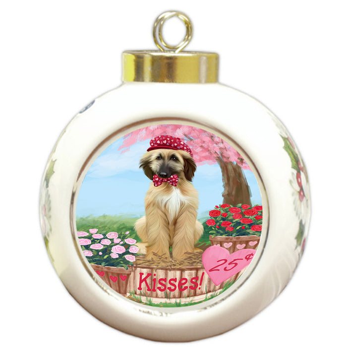Rosie 25 Cent Kisses Afghan Hound Dog Round Ball Christmas Ornament RBPOR56110