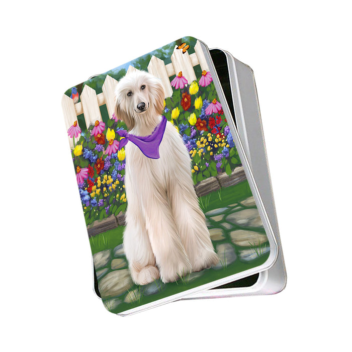 Spring Floral Afghan Hound Dog Photo Storage Tin PITN52221