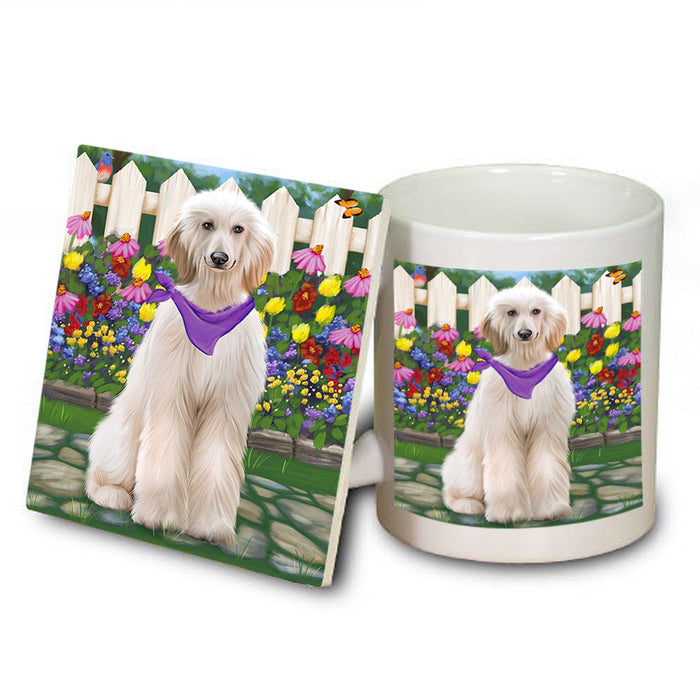 Spring Floral Afghan Hound Dog Mug and Coaster Set MUC52161