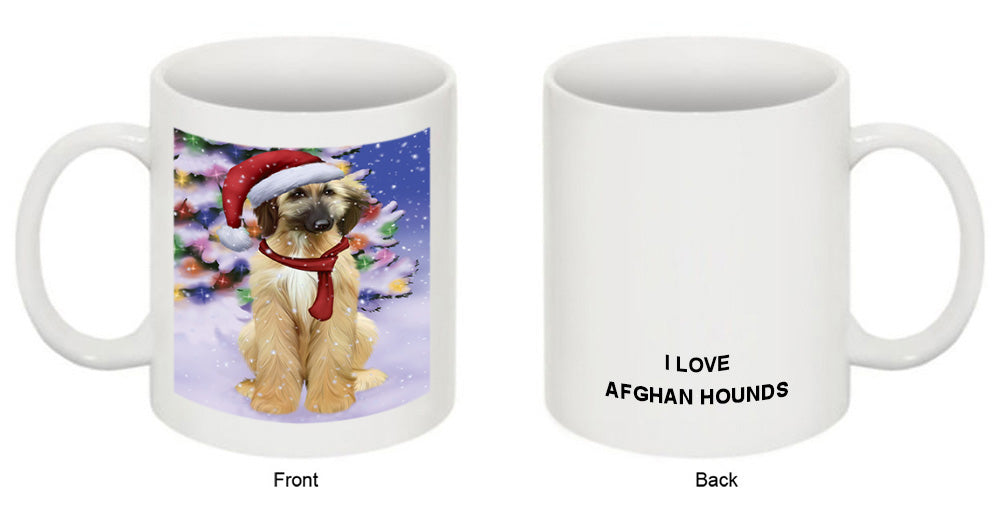Winterland Wonderland Afghan Hound Dog In Christmas Holiday Scenic Background Coffee Mug MUG49118