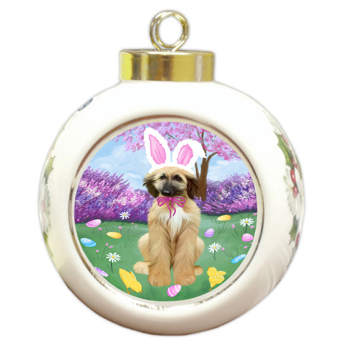 Easter Holiday Afghan Hound Dog Round Ball Christmas Ornament RBPOR57258
