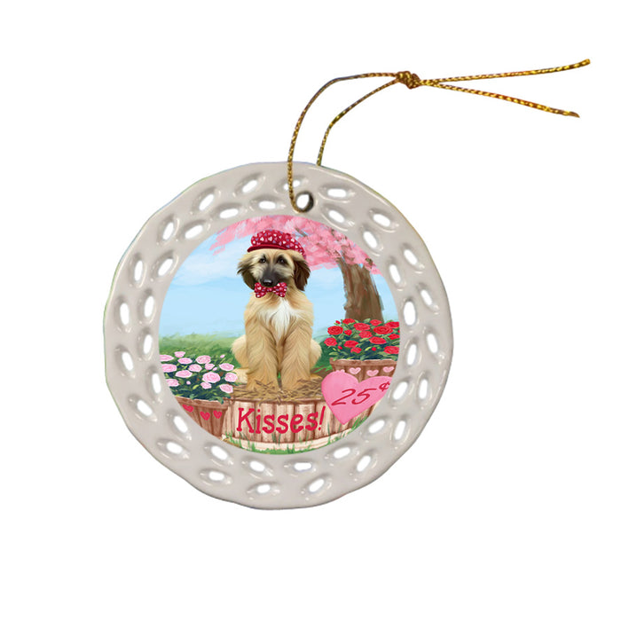 Rosie 25 Cent Kisses Afghan Hound Dog Ceramic Doily Ornament DPOR56110