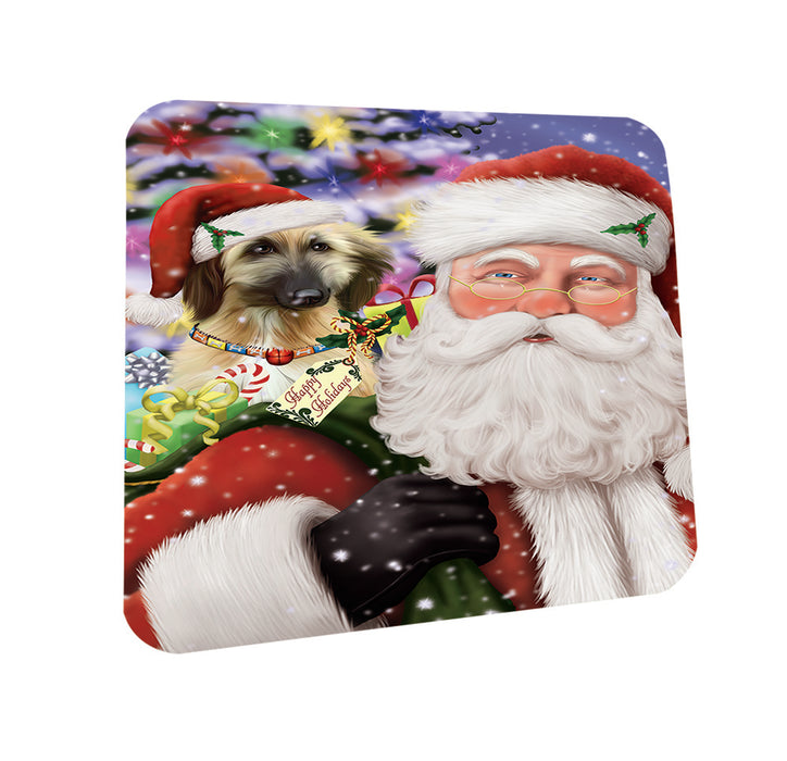 Santa Carrying Afghan Hound Dog and Christmas Presents Coasters Set of 4 CST53621