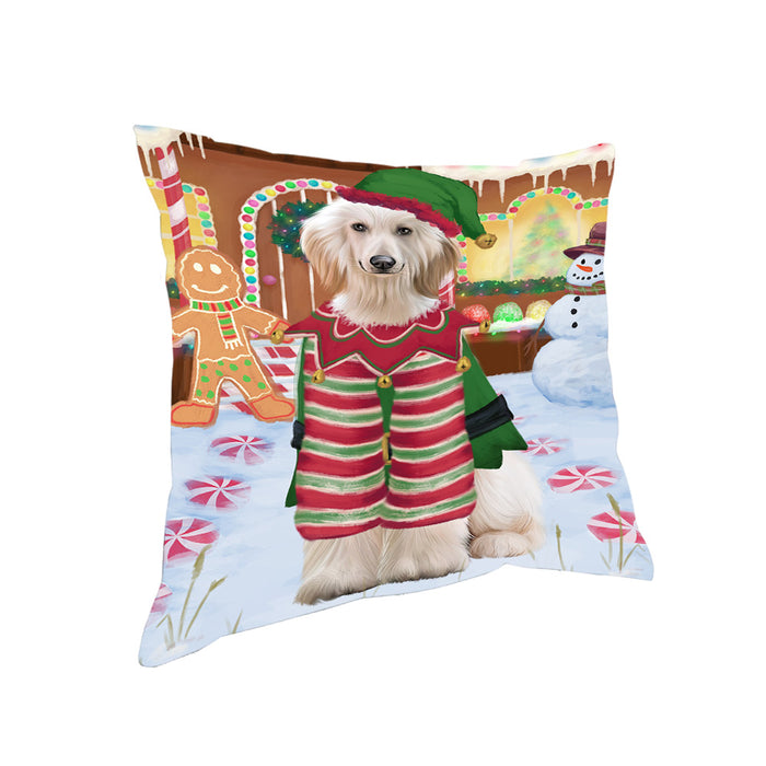 Christmas Gingerbread House Candyfest Afghan Hound Dog Pillow PIL78772