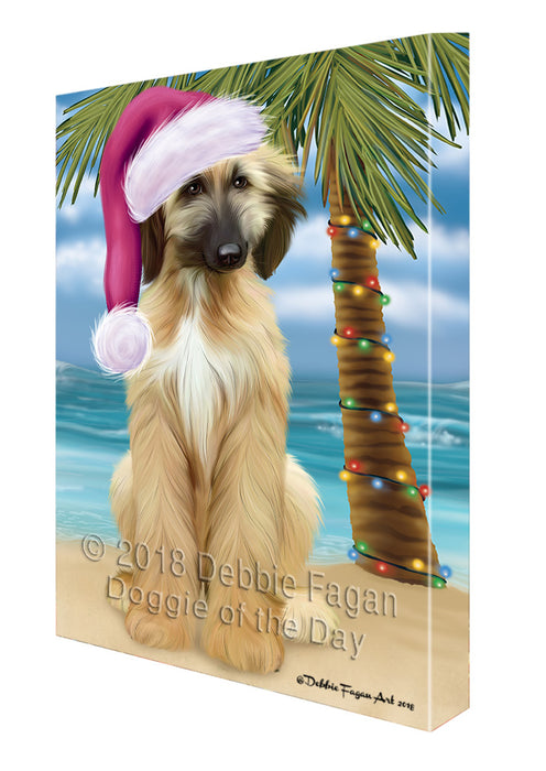 Summertime Happy Holidays Christmas Afghan Hound Dog on Tropical Island Beach Canvas Print Wall Art Décor CVS108548