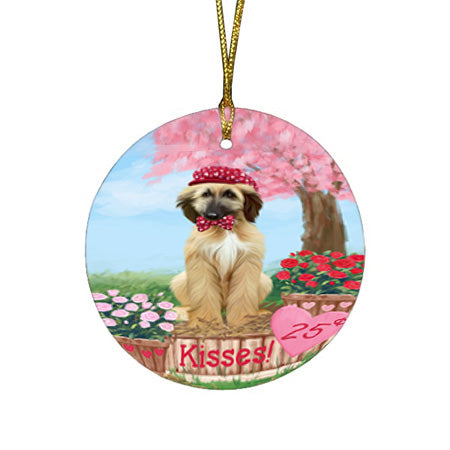 Rosie 25 Cent Kisses Afghan Hound Dog Round Flat Christmas Ornament RFPOR56110