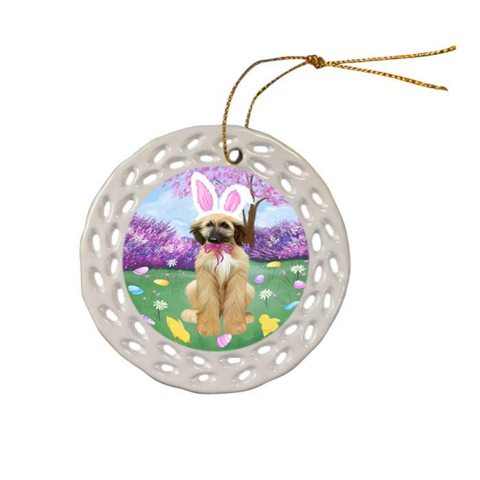 Easter Holiday Afghan Hound Dog Ceramic Doily Ornament DPOR57258