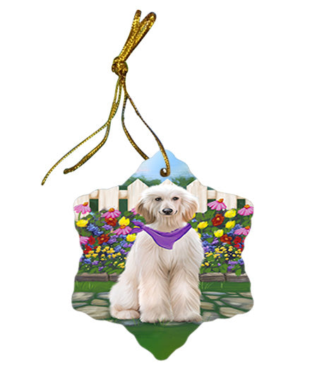 Spring Floral Afghan Hound Dog Star Porcelain Ornament SPOR52212