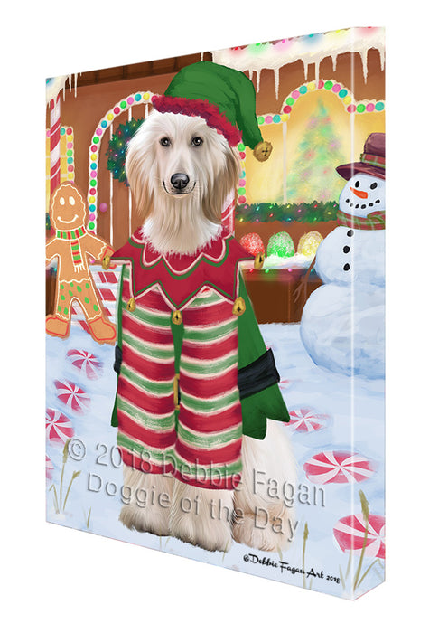 Christmas Gingerbread House Candyfest Afghan Hound Dog Canvas Print Wall Art Décor CVS127304