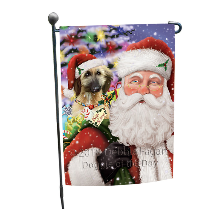 Santa Carrying Afghan Hound Dog and Christmas Presents Garden Flag GFLG53725