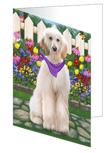 Spring Floral Afghan Hound Dog Handmade Artwork Assorted Pets Greeting Cards and Note Cards with Envelopes for All Occasions and Holiday Seasons GCD60692