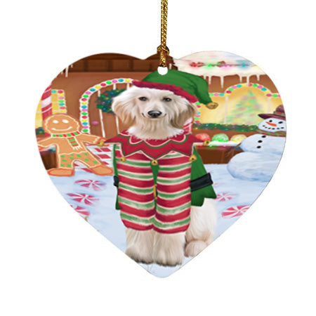 Christmas Gingerbread House Candyfest Afghan Hound Dog Heart Christmas Ornament HPOR56476