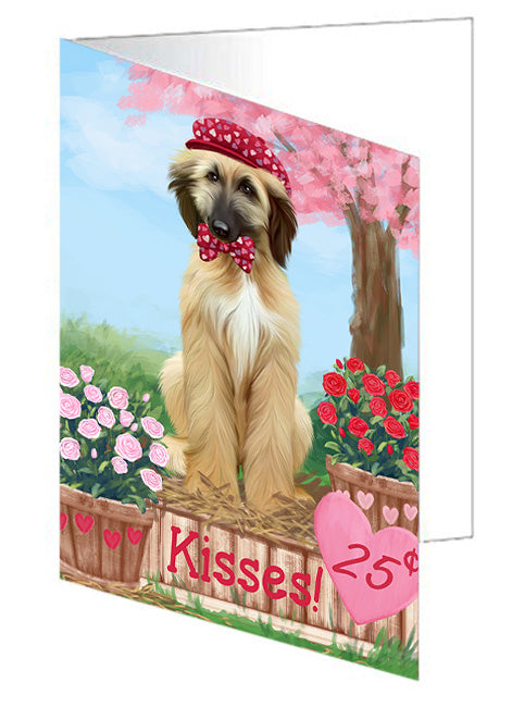 Rosie 25 Cent Kisses Afghan Hound Dog Handmade Artwork Assorted Pets Greeting Cards and Note Cards with Envelopes for All Occasions and Holiday Seasons GCD71777