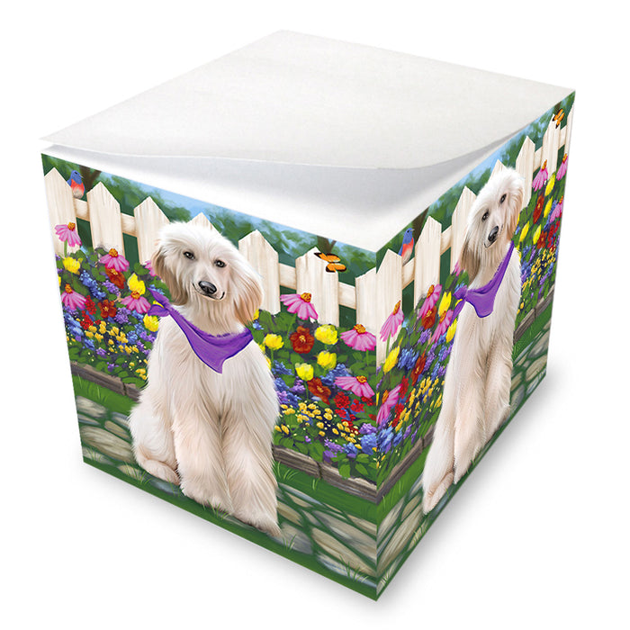 Spring Floral Afghan Hound Dog Note Cube NOC52169