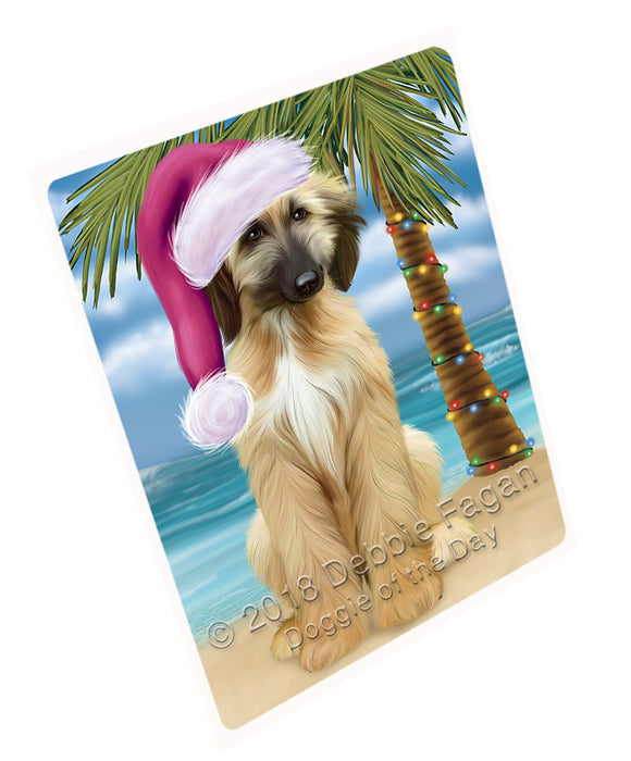 Summertime Happy Holidays Christmas Afghan Hound Dog on Tropical Island Beach Large Refrigerator / Dishwasher Magnet RMAG88014