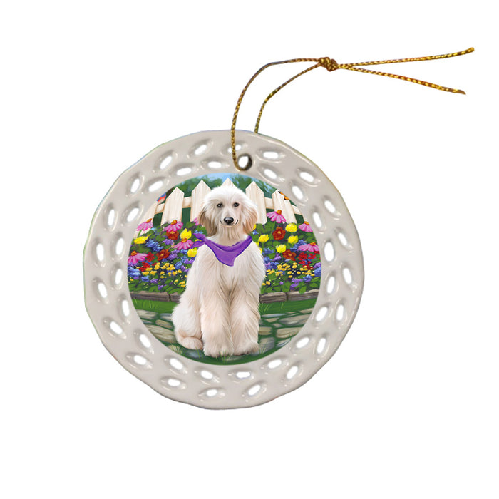 Spring Floral Afghan Hound Dog Ceramic Doily Ornament DPOR52221