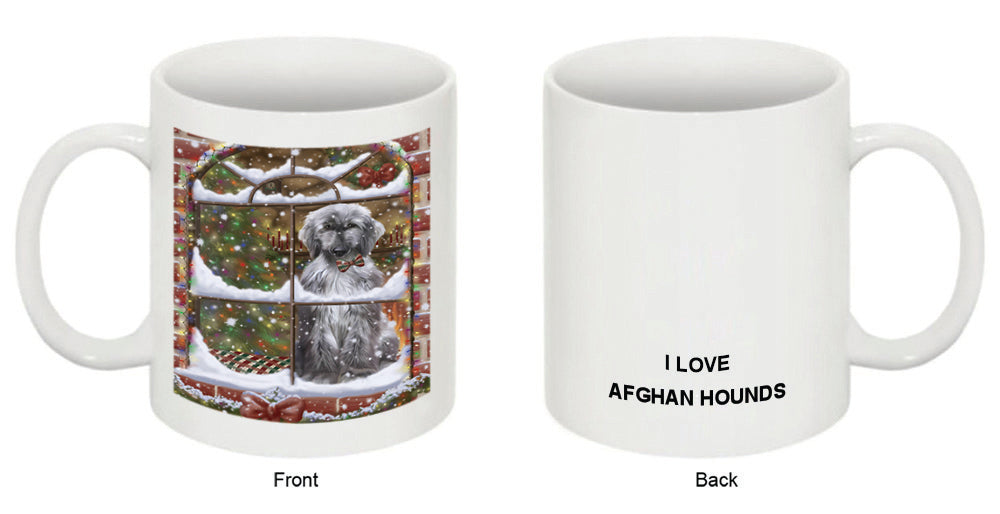 Please Come Home For Christmas Afghan Hound Dog Sitting In Window Coffee Mug MUG49004