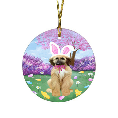Easter Holiday Afghan Hound Dog Round Flat Christmas Ornament RFPOR57258