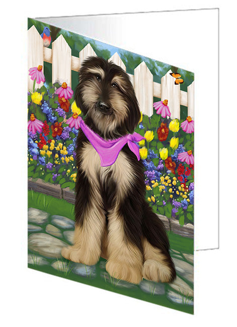Spring Floral Afghan Hound Dog Handmade Artwork Assorted Pets Greeting Cards and Note Cards with Envelopes for All Occasions and Holiday Seasons GCD60695