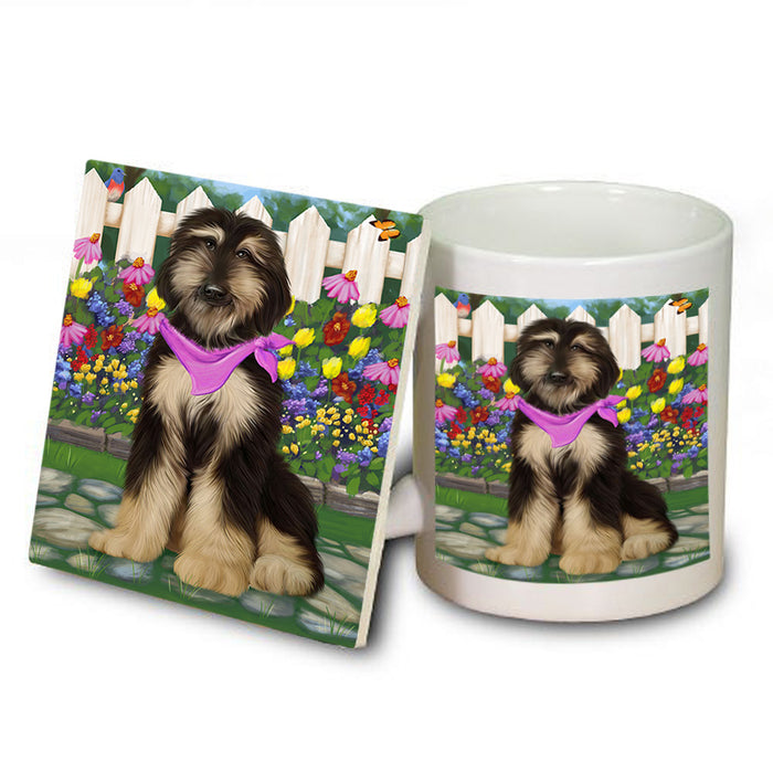 Spring Floral Afghan Hound Dog Mug and Coaster Set MUC52162