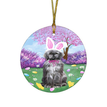 Easter Holiday Afghan Hound Dog Round Flat Christmas Ornament RFPOR57259