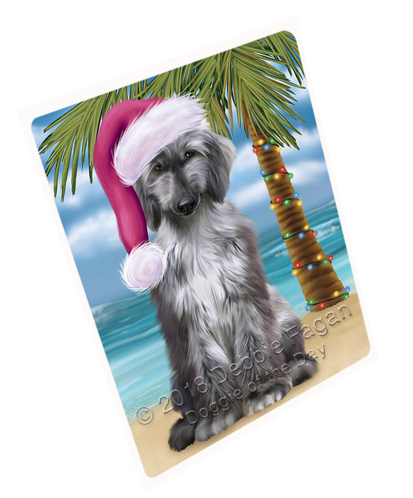 Summertime Happy Holidays Christmas Afghan Hound Dog on Tropical Island Beach Large Refrigerator / Dishwasher Magnet RMAG88020