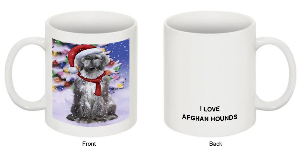 Winterland Wonderland Afghan Hound Dog In Christmas Holiday Scenic Background Coffee Mug MUG49119