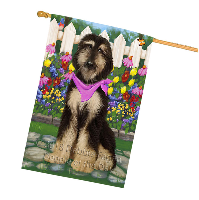 Spring Floral Afghan Hound Dog House Flag FLG52303