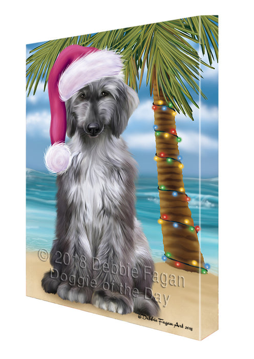 Summertime Happy Holidays Christmas Afghan Hound Dog on Tropical Island Beach Canvas Print Wall Art Décor CVS108557