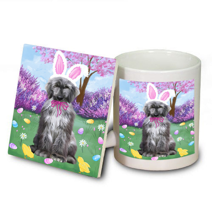Easter Holiday Afghan Hound Dog Mug and Coaster Set MUC56850