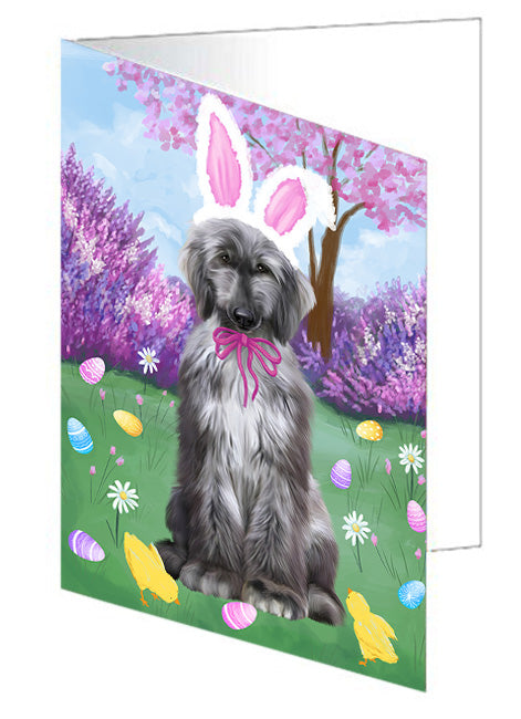 Easter Holiday Afghan Hound Dog Handmade Artwork Assorted Pets Greeting Cards and Note Cards with Envelopes for All Occasions and Holiday Seasons GCD76088