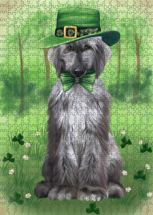 St. Patricks Day Irish Portrait Afghan Hound Dog Portrait Jigsaw Puzzle for Adults Animal Interlocking Puzzle Game Unique Gift for Dog Lover's with Metal Tin Box PZL005