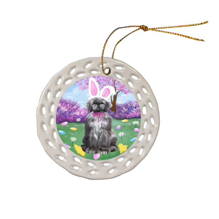 Easter Holiday Afghan Hound Dog Ceramic Doily Ornament DPOR57259