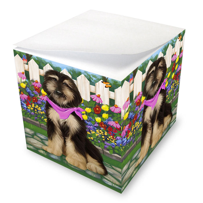 Spring Floral Afghan Hound Dog Note Cube NOC52170