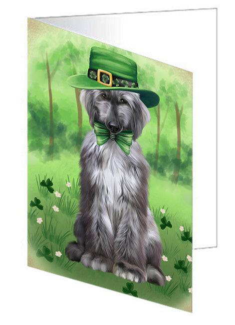 St. Patricks Day Irish Portrait Afghan Hound Dog Handmade Artwork Assorted Pets Greeting Cards and Note Cards with Envelopes for All Occasions and Holiday Seasons GCD76400