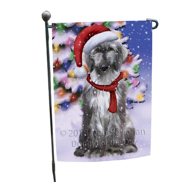 Winterland Wonderland Afghan Hound Dog In Christmas Holiday Scenic Background Garden Flag GFLG53783