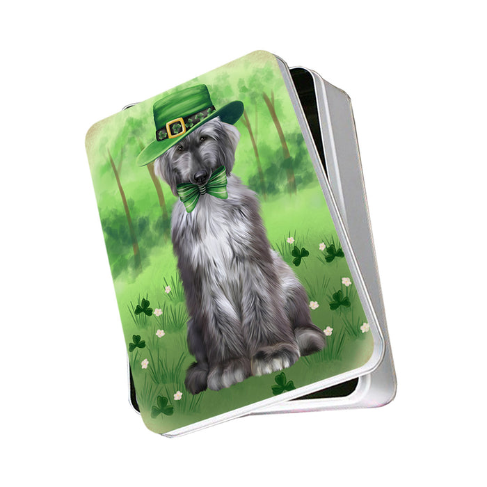 St. Patricks Day Irish Portrait Afghan Hound Dog Photo Storage Tin PITN56905