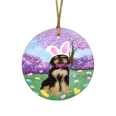 Easter Holiday Afghan Hound Dog Round Flat Christmas Ornament RFPOR57260