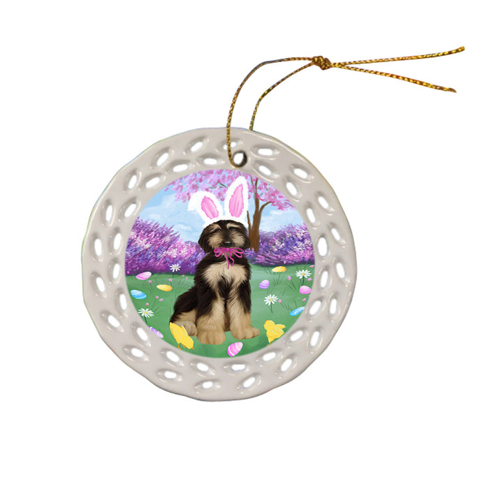 Easter Holiday Afghan Hound Dog Ceramic Doily Ornament DPOR57260