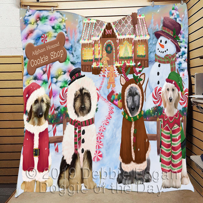 Holiday Gingerbread Cookie Afghan Hound Dogs Quilt